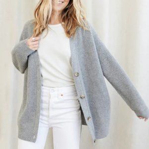 Jennni Kayne Cashmere Coccoon Cardigan, Heather Gray, Size XS